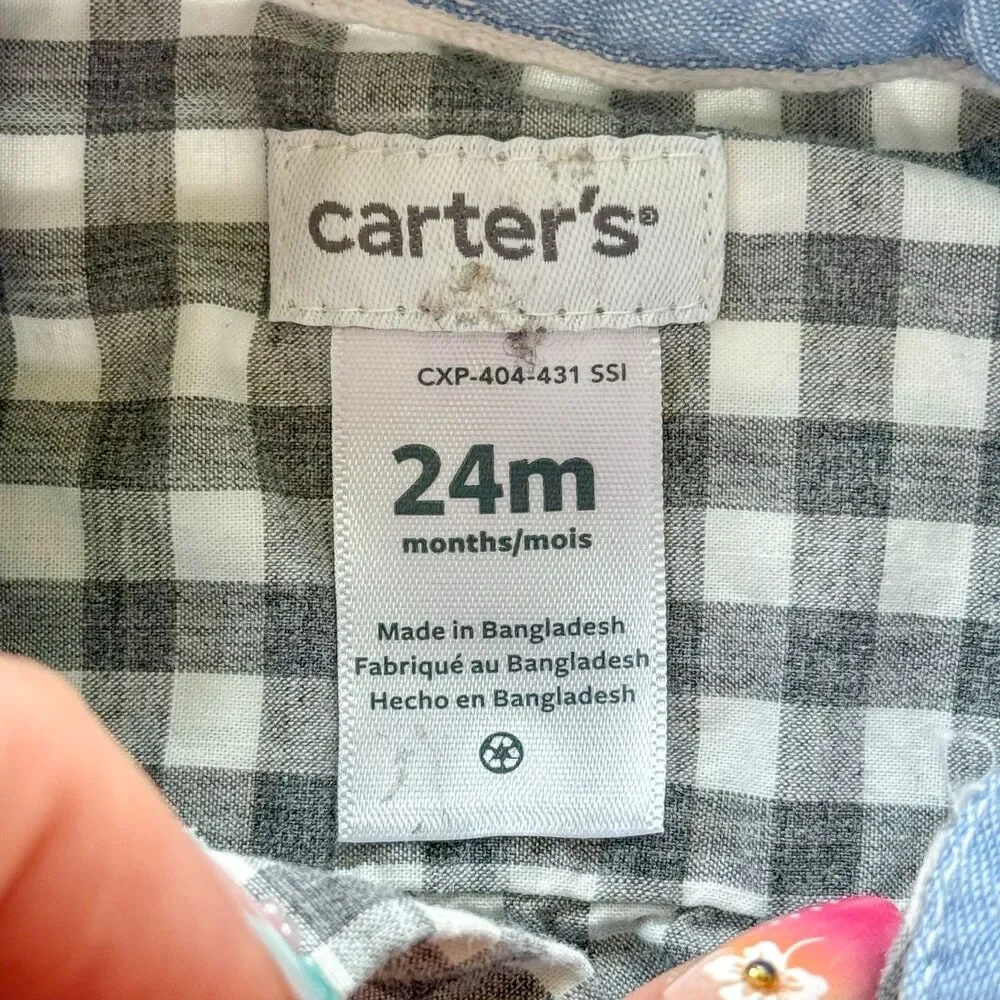 Carter’s Toddler Boys Button Down Plaid Cotton Onesie Bodysuit
